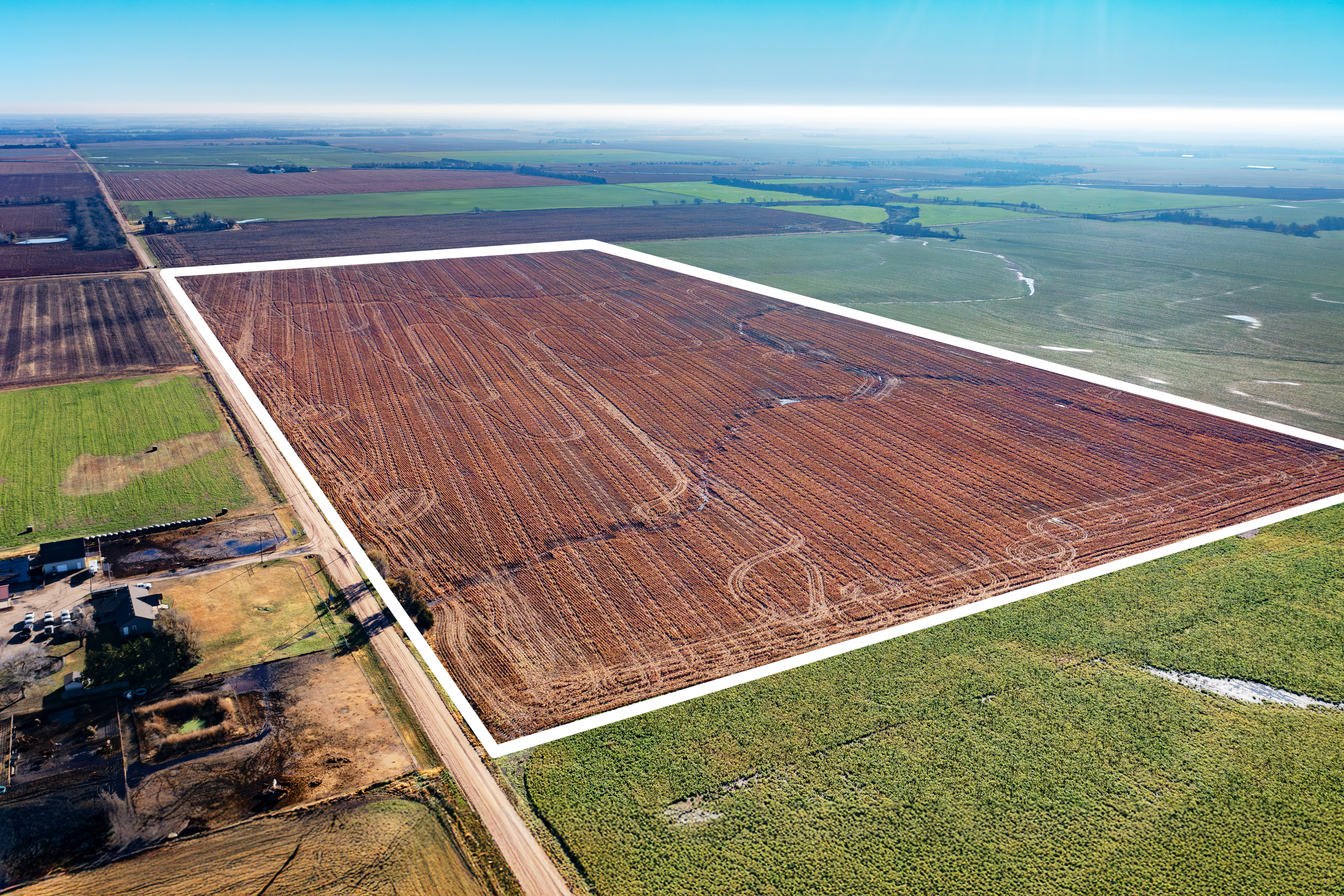 Aerial view of Kansas farmland auction
