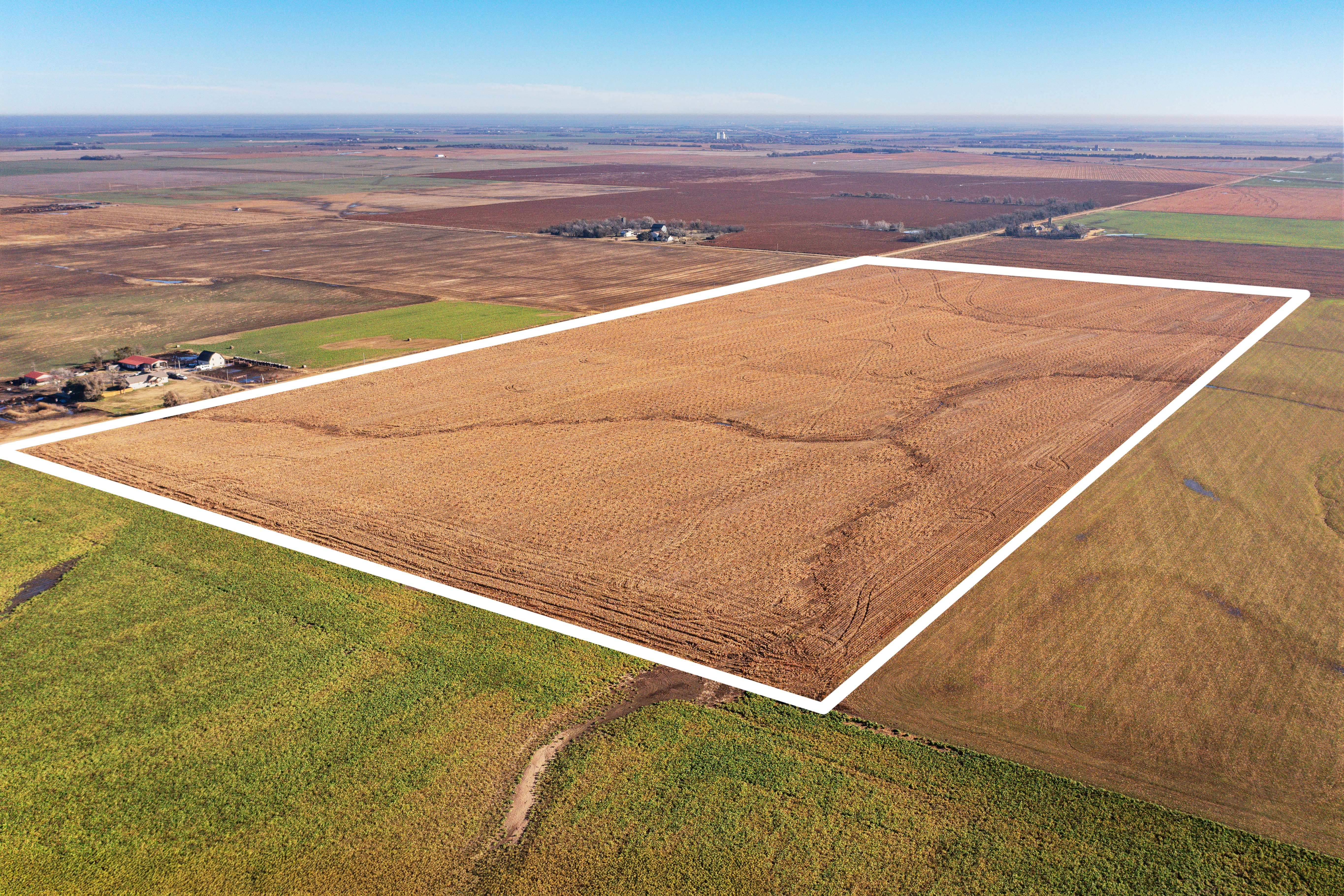 Aerial drone view of Kansas agricultural land